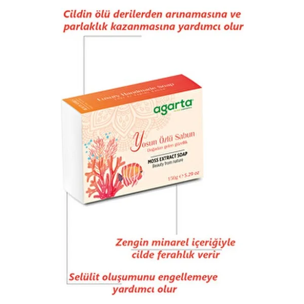 Agarta Doğal Yosun Özlü Sabun 150 gr Cilt Gözeneklerini Temizler ve Canlandırır - Görsel 4