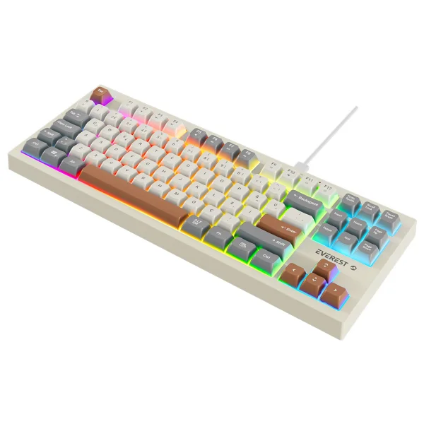 Everest Silent TKL KB-98 Gri-Mavi-Kahverengi Membrane Switch Kablolu Oyuncu Klavyesi - Görsel 3