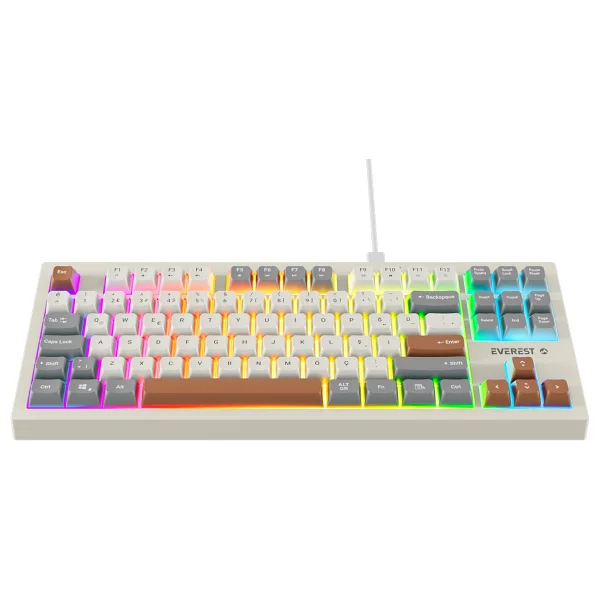 Everest Silent TKL KB-98 Gri-Mavi-Kahverengi Membrane Switch Kablolu Oyuncu Klavyesi - Görsel 2