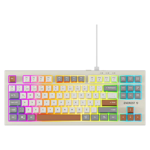 Everest Silent TKL KB-98 Gri-Mavi-Kahverengi Membrane Switch Kablolu Oyuncu Klavyesi - Görsel 7