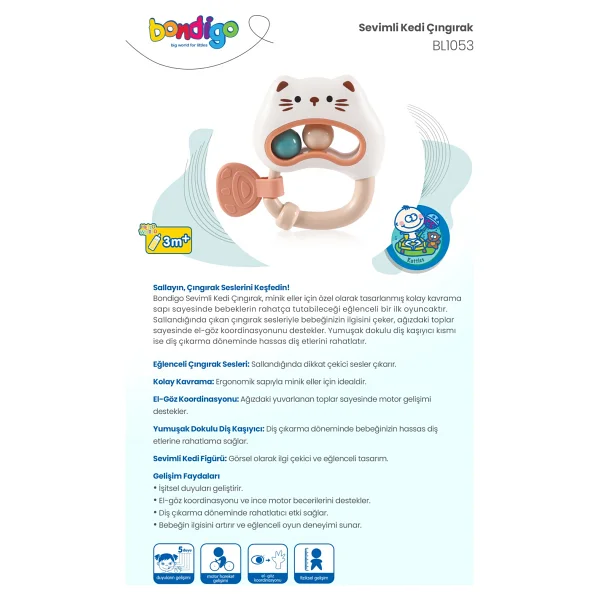 Bondigo BL1053 Sevimli Kedi Çıngırak - Görsel 7