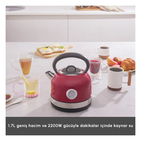 Karaca Retro 2202 Kırmızı 2200 W 1.7 lt Kettle - Görsel 3
