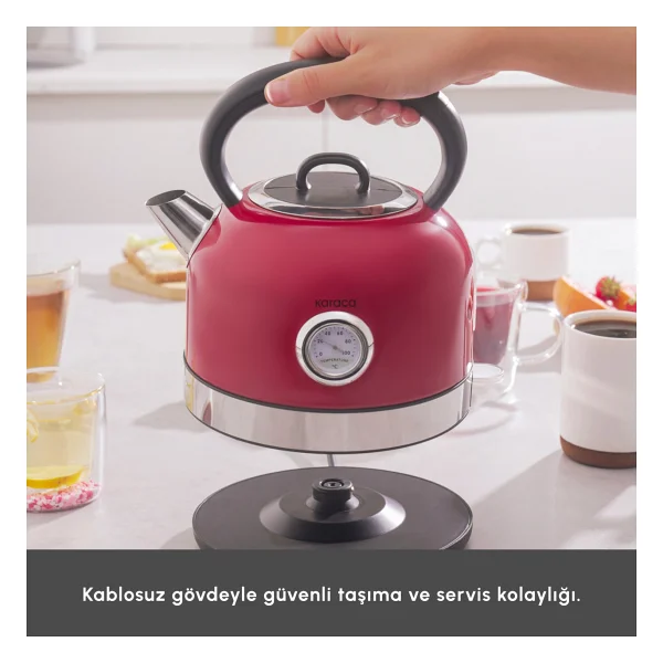 Karaca Retro 2202 Kırmızı 2200 W 1.7 lt Kettle - Görsel 7