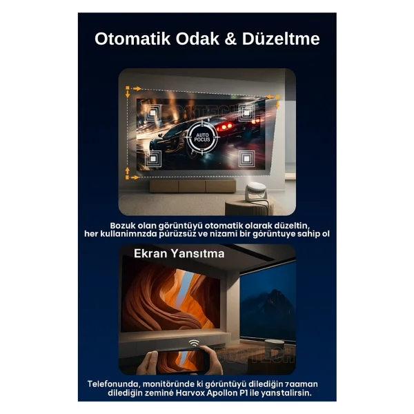 P1 Taşınabilir Powerbankli 4K Destekli 1080P Android Sistemli Sinema Projeksiyon Cihazı - Gri - Görsel 7