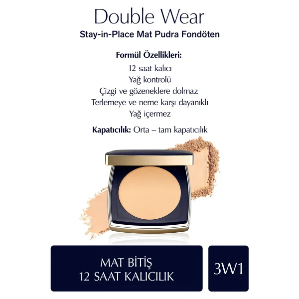 Estee Lauder Double Wear Stay in Place Matte SPF 10 3W1 Tawny 12 gr Pudra Fondöten - Görsel 4