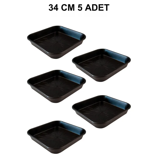 Grow Wizard Kare Saksı Altlığı 34 cm 5 Adet - Siyah - Görsel 2