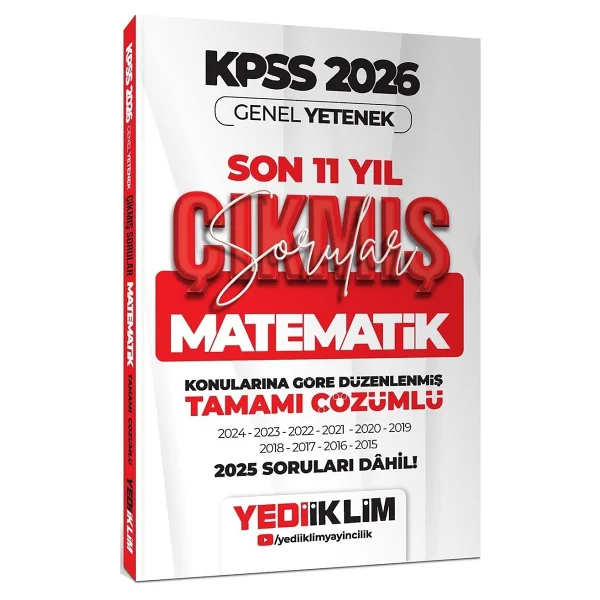 Yediiklim Yayınları 2026 KPSS Genel Yetenek Matematik Konularına Göre Tamamı Çözümlü Son 11 Yıl Çıkmış Sorular - Görsel 3