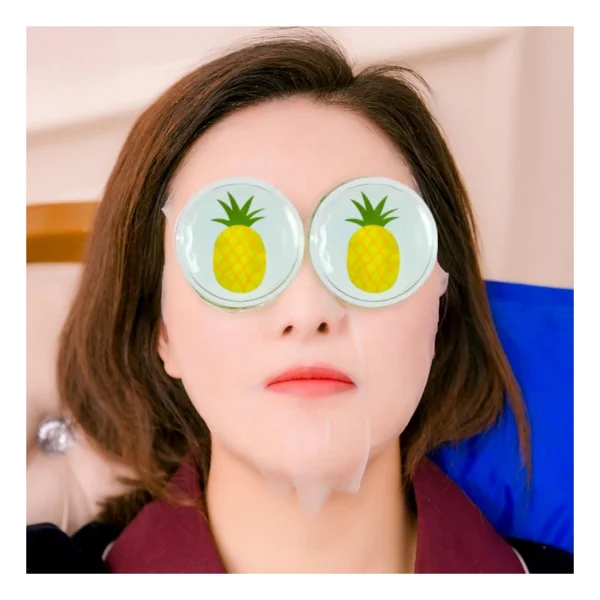 Ananas Desenli Soğuk Sıcak Jel Göz Maskesi Buz Rahatlatıcı Kozmetik Yüz Yogası 2'li Maske - Görsel 5