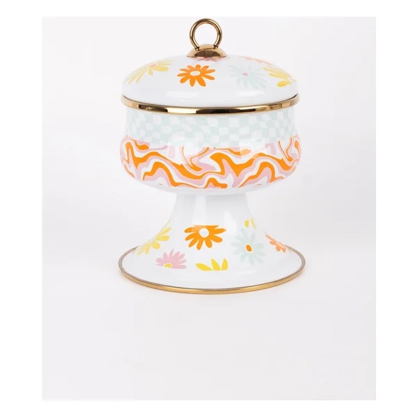 EMAYlab RETRO HİPPİ 14 x 13 cm Dekoratif Emaye Kapaklı Şekerlik, çikolata sunumu, çerezlik - Görsel 6