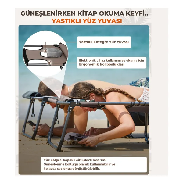 Kingcamp Magnolia B10 Hands-Free Premium Katlanır Şezlong - Görsel 4