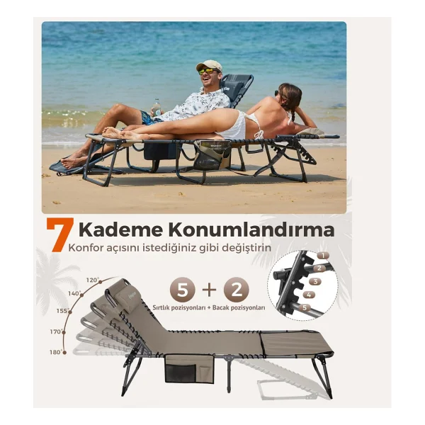 Kingcamp Magnolia B10 Hands-Free Premium Katlanır Şezlong - Görsel 6