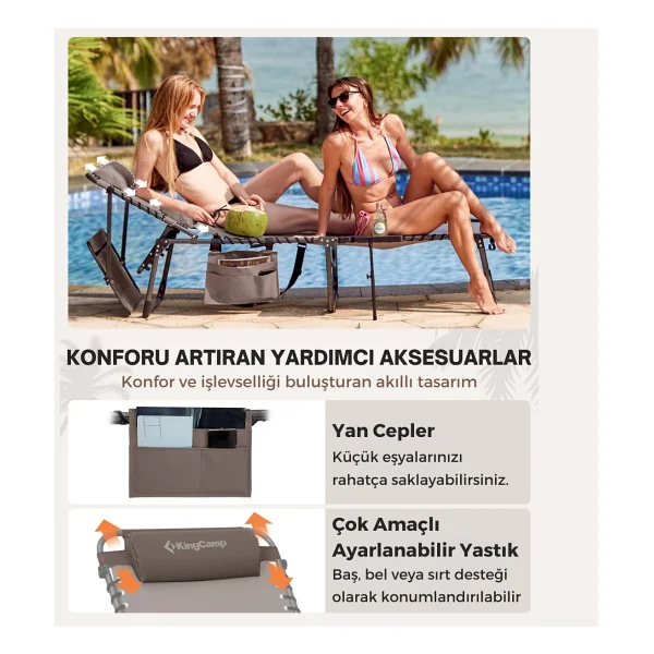 Kingcamp Magnolia B10 Hands-Free Premium Katlanır Şezlong - Görsel 7