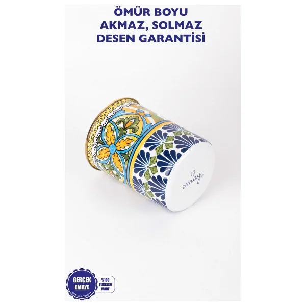 Emaylab Selge 17 cm Emaye Dekoratif, Çok Amaçlı Kavanoz, Vazo, - Görsel 4