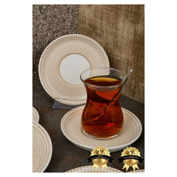 Farika Porselen Petek 6'lı Porselen Çay Tabağı - Görsel 4