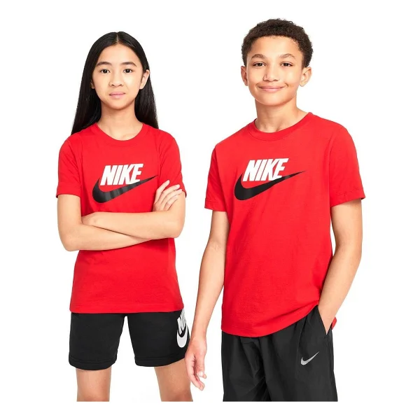 Nike Sportswear FZ5178-657 Kırmızı Kısa Kollu Bisiklet Yaka Çocuk Tişört - Görsel 5