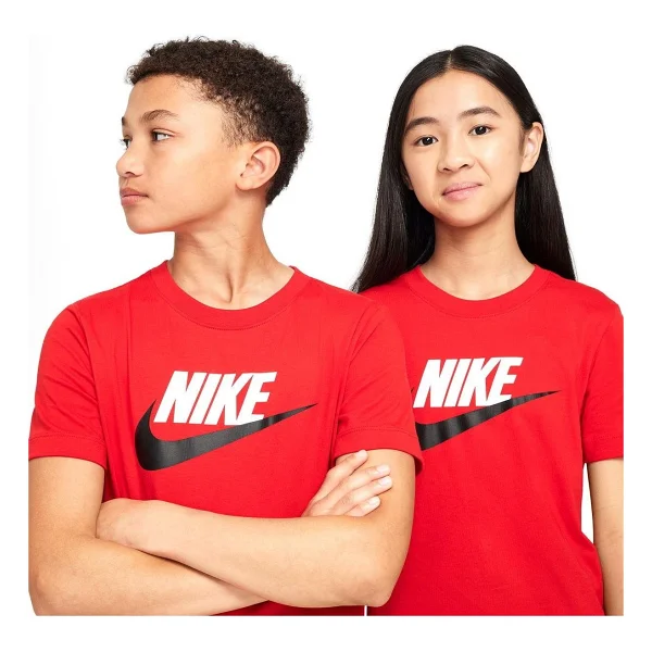 Nike Sportswear FZ5178-657 Kırmızı Kısa Kollu Bisiklet Yaka Çocuk Tişört - Görsel 8