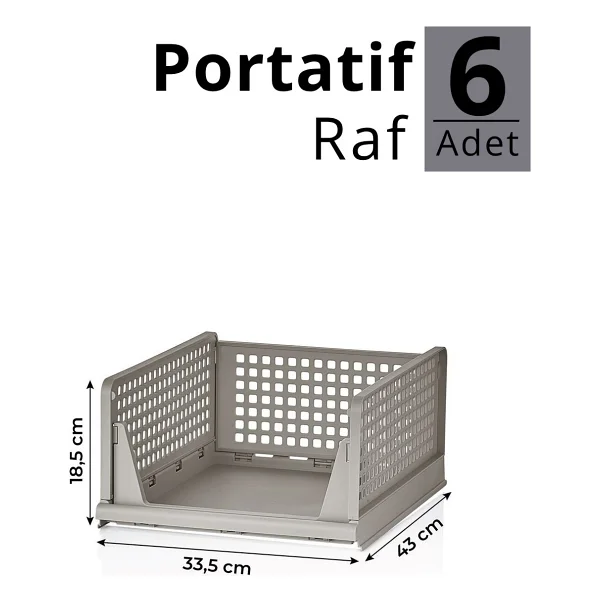 Mithra Life 6 Lı Kayar Raf Organizer - Bej Rengi Dolap İçi Kıyafet, Aksesuar Düzenleyici Mıt1260 - Görsel 4