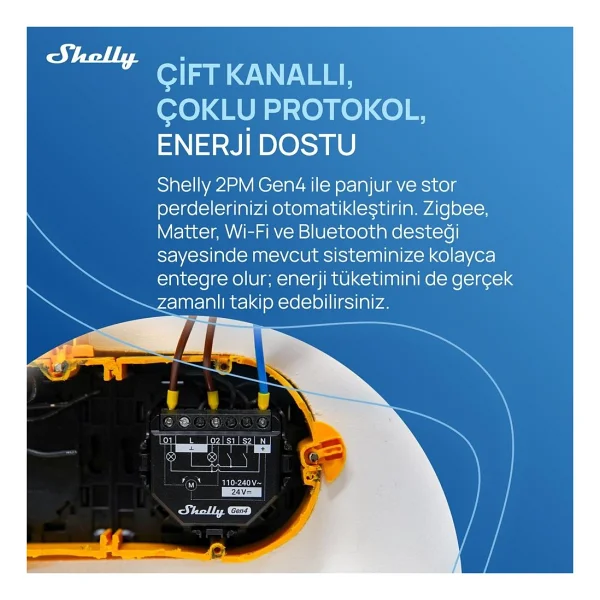 Shelly 2PM Gen4 Wi-Fi Akıllı Röle - Görsel 3