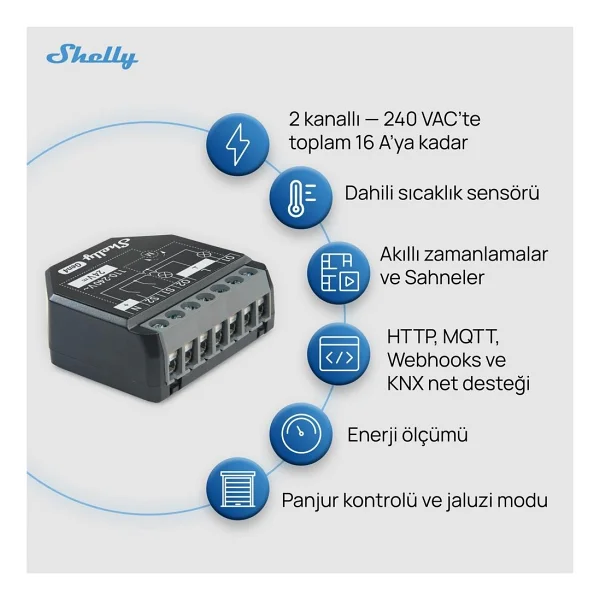 Shelly 2PM Gen4 Wi-Fi Akıllı Röle - Görsel 6