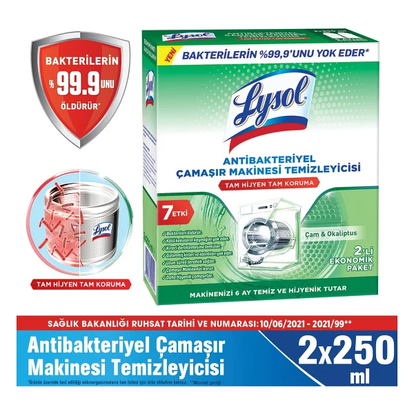 Lysol Çamaşır Makinesi Temizleyici 2X250 ml - 500 ml - Görsel 2