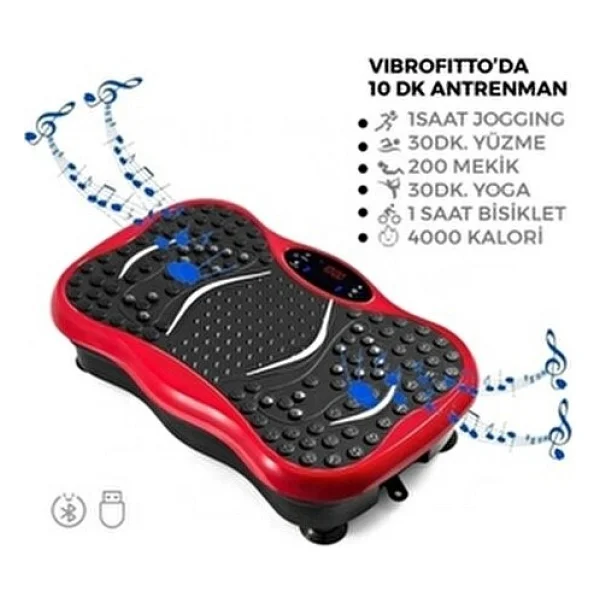 Kumandalı Vibrofitto Titreşimli Egzersiz Fitness Kondisyon Masaj Spor Aleti 50 cm - Kırmızı - Görsel 4