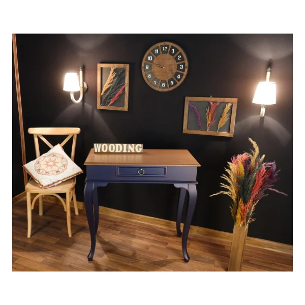 Wooding Mobilya Wooding 80 Cm Çekmeceli Masif Lacivert Naturel Dresuar - Görsel 2
