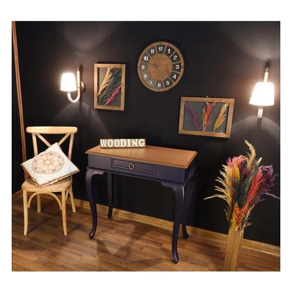 Wooding Mobilya Wooding 80 Cm Çekmeceli Masif Lacivert Naturel Dresuar - Görsel 3