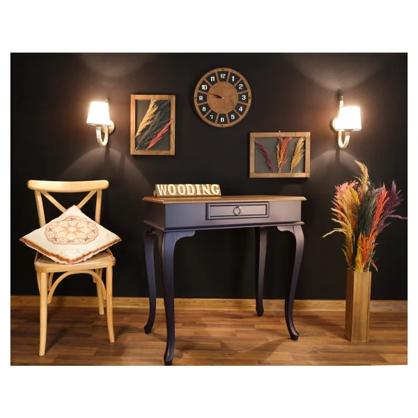Wooding Mobilya Wooding 80 Cm Çekmeceli Masif Lacivert Naturel Dresuar - Görsel 4
