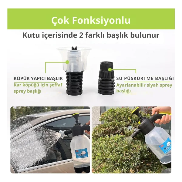 ROBEVE Bear Force Köpük Yapıcı Pompa 2 Litre Köpük Pompası Basınçlı El Pompası Araç Yıkama Şeffaf - Görsel 10