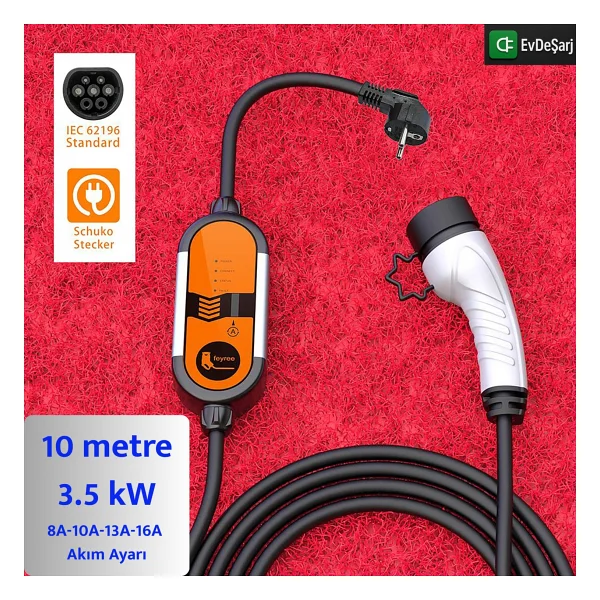 Feyree 10 Metre Ev Prizi 3.5 Kw Elektrikli Araç Taşınabilir Şarj Cihazı Tip-2 Mod 2 - Görsel 5