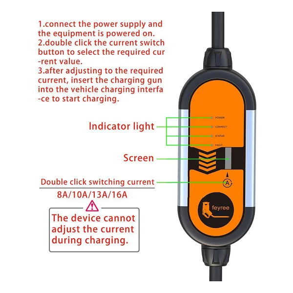 Feyree 10 Metre Ev Prizi 3.5 Kw Elektrikli Araç Taşınabilir Şarj Cihazı Tip-2 Mod 2 - Görsel 9
