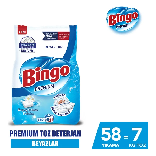 Bingo Matik Premium Beyazlar için 7 kg Toz Deterjan - Görsel 6