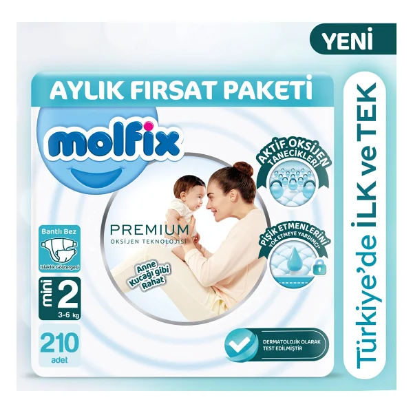 Molfix Premium 2 Numara Mini 70'li 3 Adet Bebek Bezi - Görsel 6