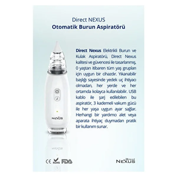 Nexus Elektrikli Burun Aspiratörü 3 Kademeli Vakum Gücü ve Taşınabilir Tasarım ile Bebekler İçin - Görsel 6