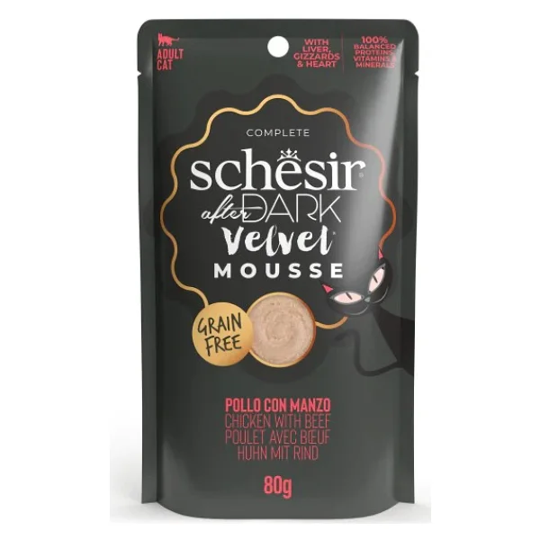Schesir After Dark Velvet Mousse Tavuklu ve Sığır Etli 80 gr Yetişkin Kedi Yaş Maması - Görsel 3