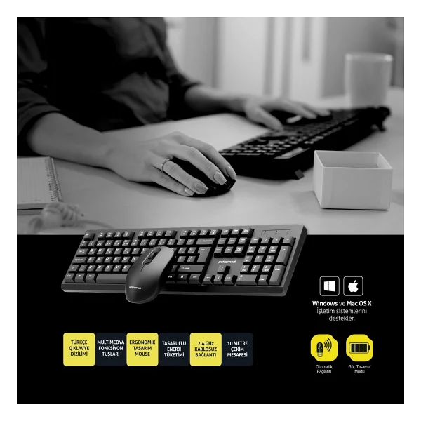 PoloSmart PSK13 Kablosuz Klavye Mouse Seti - Görsel 3