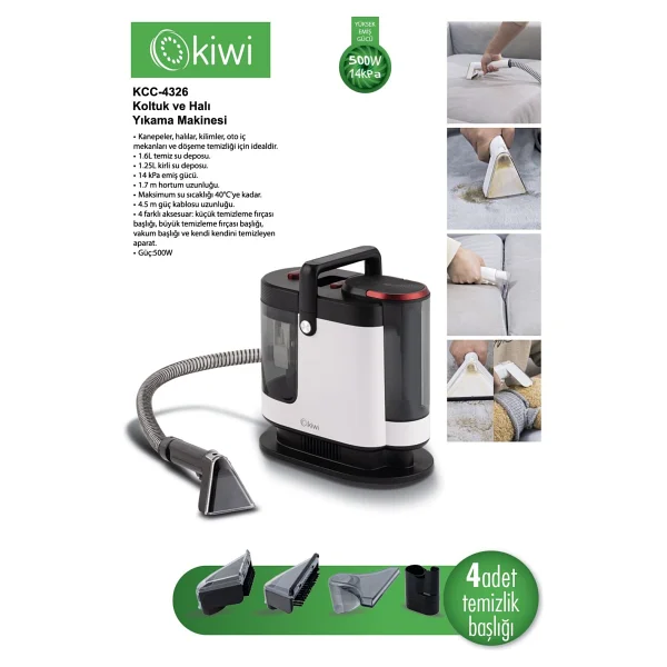 Kiwi KCC-4326 Siyah Koltuk Ve Halı Yıkama Makinesi - Görsel 4