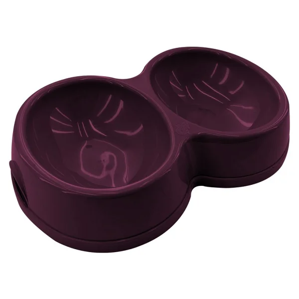 8566 Çiftli Kedi/Köpek Mama Kabı Bordo - Görsel 2