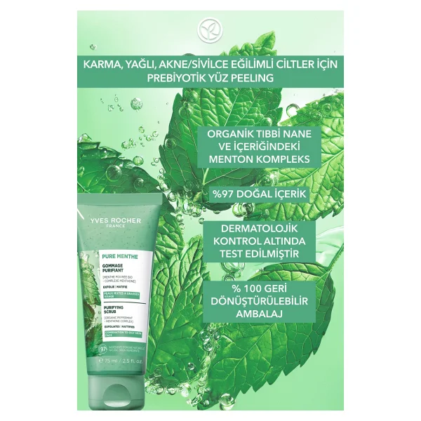 Yves Rocher Pure Menthe Prebiyotik 75 ml Yüz Peeling - Görsel 5