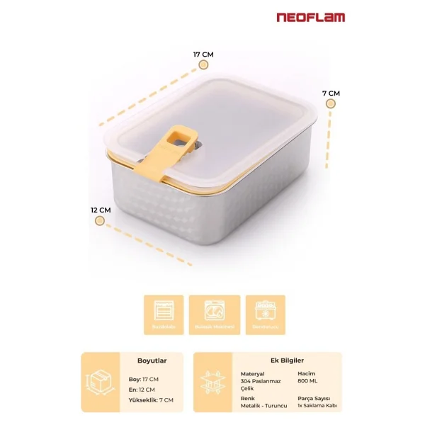 Neoflam Perfect Seal 800 ml Çelik Saklama Kabı - Görsel 3