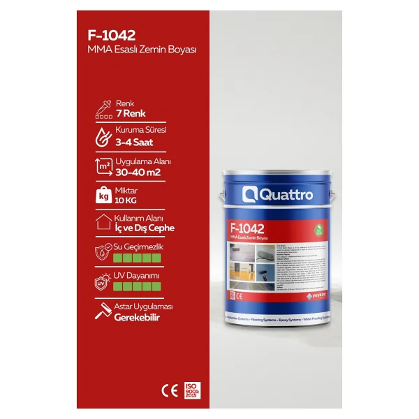 Quattro F-1042 Mma Esaslı Zemin Boyası - 10 KG - Mavi - Görsel 4