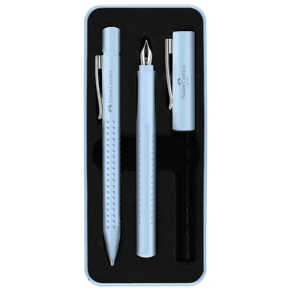 Faber-Castell Grip 2011 Gök Mavisi XB Tükenmez Kalem ve M Uçlu Dolma Kalem Kutulu Hediye Seti - Görsel 2