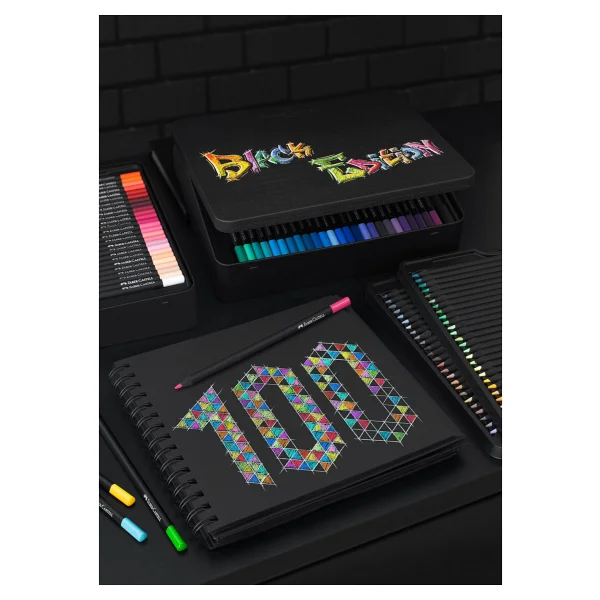 Faber-Castell Black Edition Metal Kutu 100'lü Kuru Boya Seti - Görsel 6