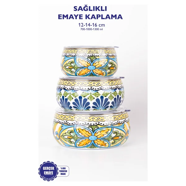 Emaylab Selge Tombul 6 Parça Emaye Saklama Kabı - Görsel 6
