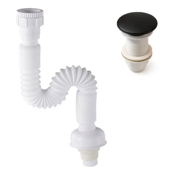 Fause Pop-up Basmalı Mat Siyah Seramik Başlıklı Lavabo Sifonu Ksf103-b - Görsel 4