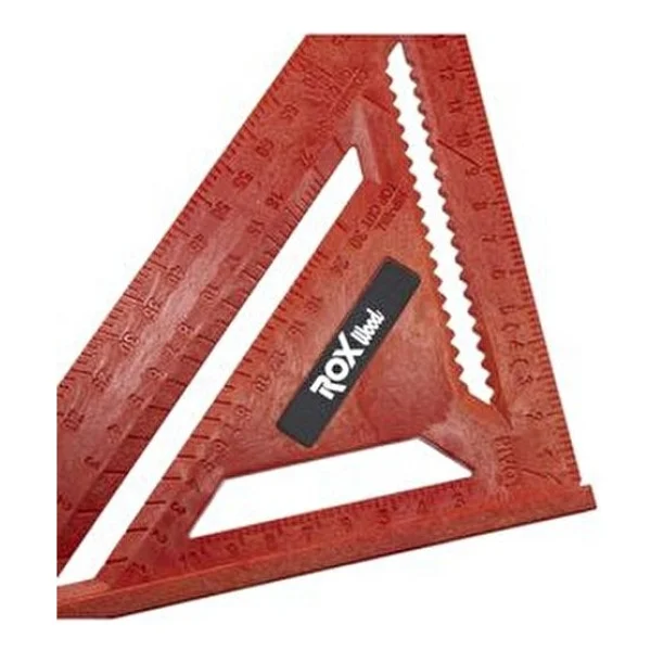 Rox Wood Üçgen Marangoz Gönye Ergonomik Tasarım 175 Mm ABS Plastik Kırmızı Renk - Görsel 6