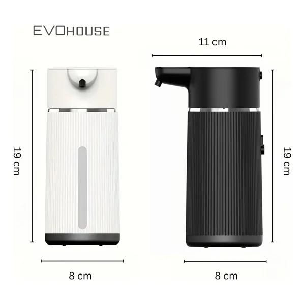 Evo House Otomatik Sensörlü Köpük Sıvı Sabunluk - Şarjlı- Dijital Led Ekran - Duvara Monte - E15 Model Siyah - Görsel 8