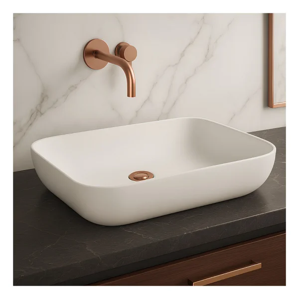 Turavit Loft Çanak Beyaz Dikdörtgen Deliksiz Lavabo 60 cm LFT0707 - Görsel 7