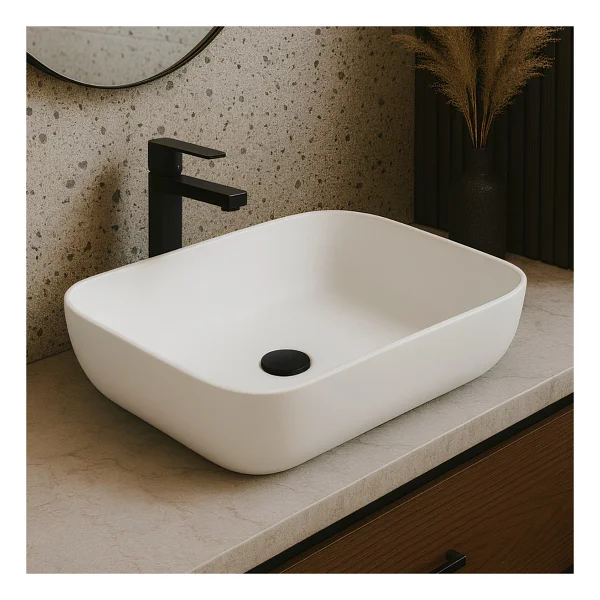 Turavit Loft Çanak Beyaz Dikdörtgen Deliksiz Lavabo 60 cm LFT0707 - Görsel 2