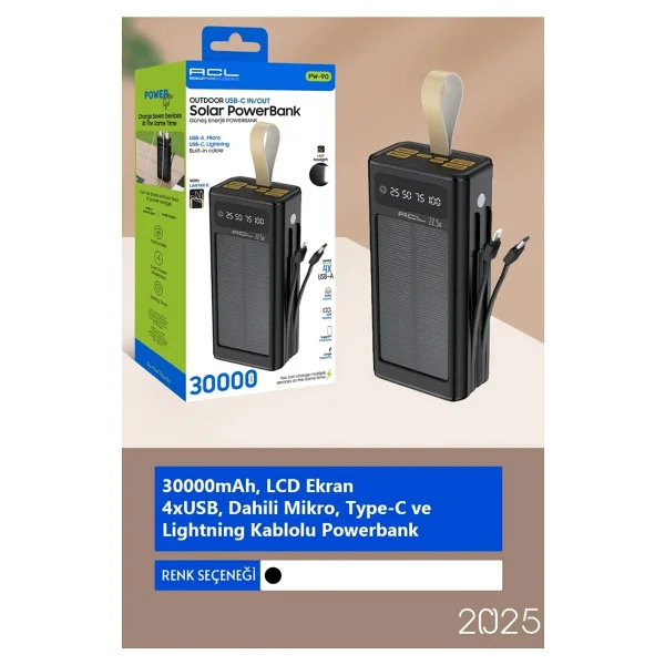 ACL PW-90 30000 mAh Hızlı Şarj Powerbank - Görsel 10